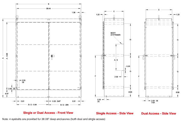 Hammond 1418 Series Two Door Freestanding Enclosures - Single/Dual Access